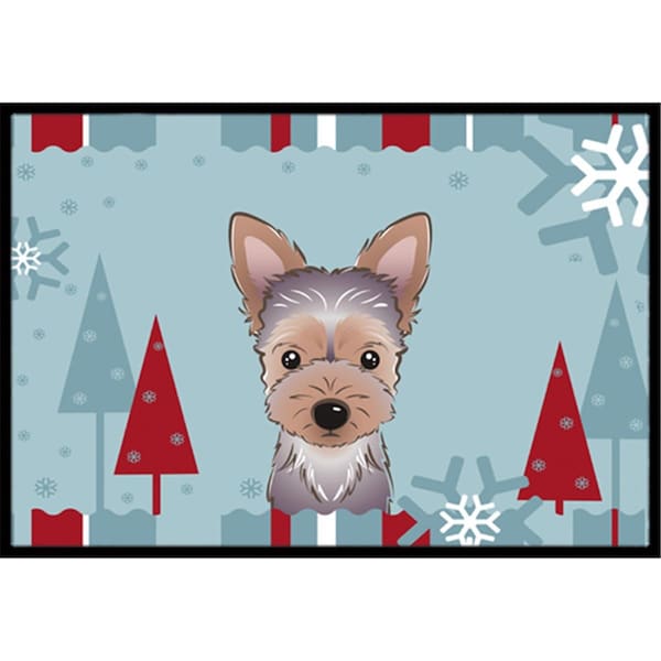 Jensendistributionservices Winter Holiday Yorkie Puppy Indoor & Outdoor Mat, 18 x 27 in. MI2556717 - main